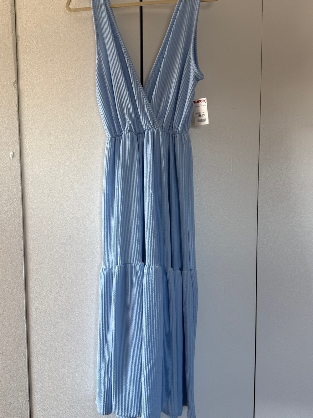 Caution To The Wind Light Blue V-Neck Maxi Dress